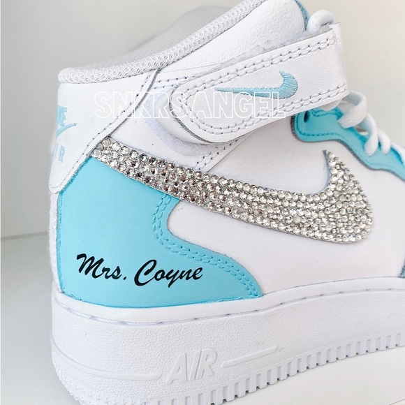 Nik custom bling air force 1 mid sneakers personalized rhinestones - Picture 2 of 2